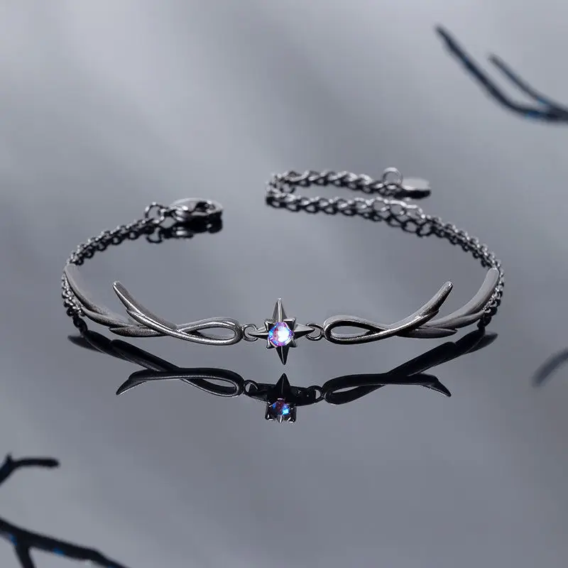 Delicate Shiny Zircon Star Bracelet for Women Simple Gothic Dark Angel Wings Trend Jewelry Girls Gift