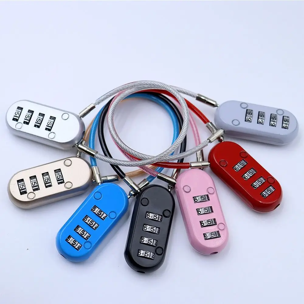 Zinc alloy 4 Digit Password Lock Wire Rope Anti-theft Dormitory Cabinet Lock Padlock Backpack Zipper Lock for Home&Travel