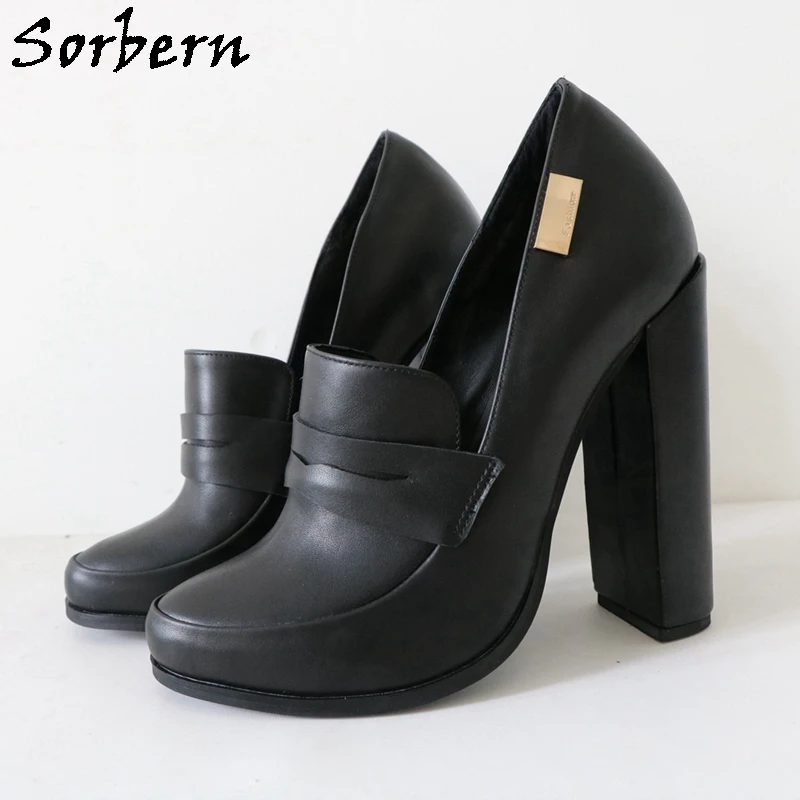 

Sorbern 15Cm Block Heel Women Pump Unisex Shoes Chunky High Heel Slip On Ok Shoes High Arch Round Toe Heeled Custom Colors