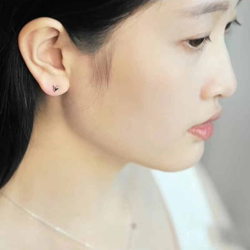 925 Sterling Silver  Drop Triangle Stud Earrings For Women Casual Style Girl Earings Personality Sterling-silver-jewelry