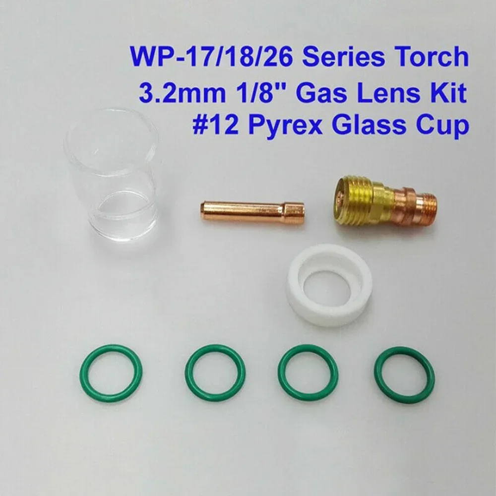 8pcs Welding Torch Kit For WP-17/18/26 TIG Welding Torch Gas Lens #12 Heat Glass Cup Gas Lens Insulators