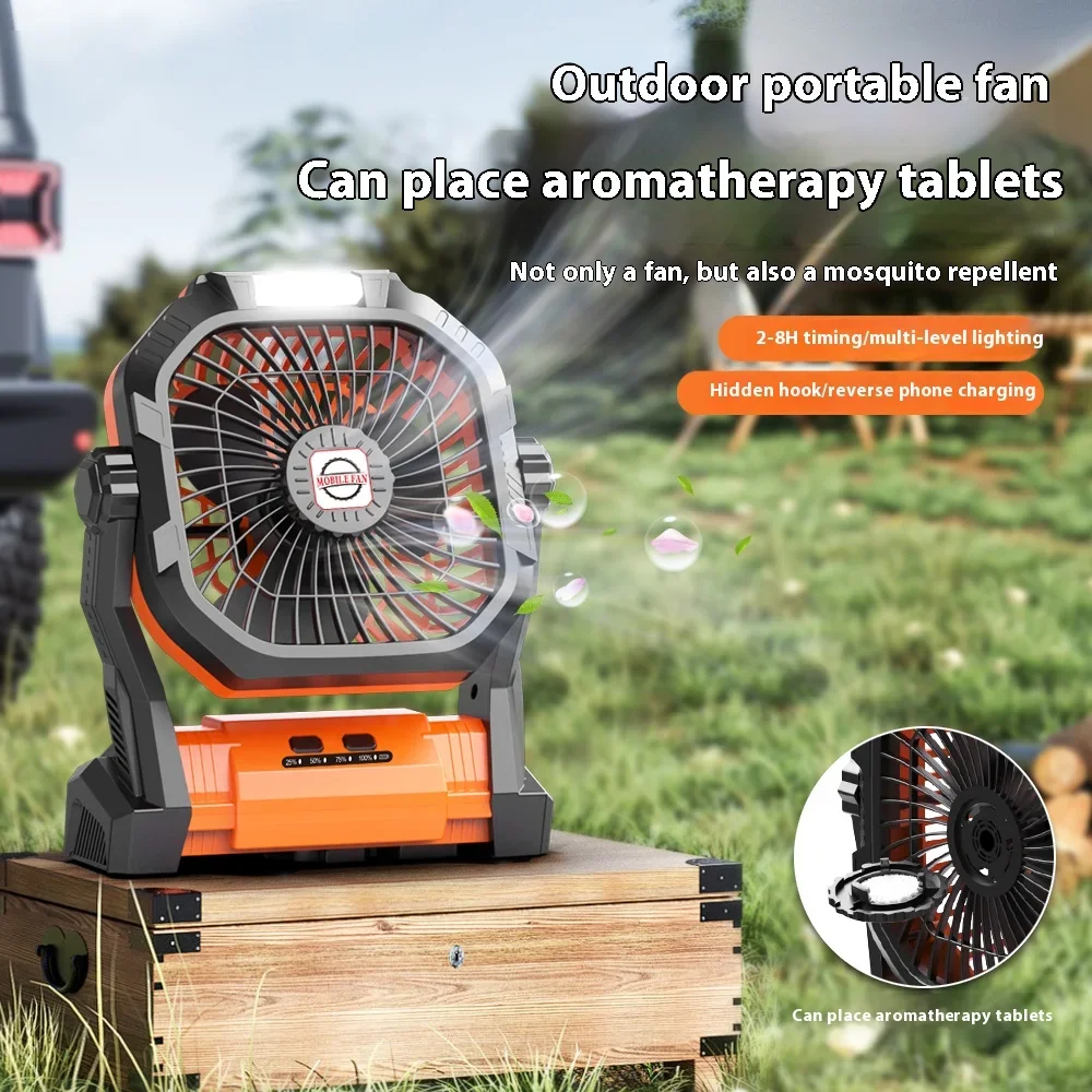 مروحة سقف معلقة متعددة الوظائف مع أضواء P20 مروحة تخييم داخلية وخارجية محمولة مع إضاءة