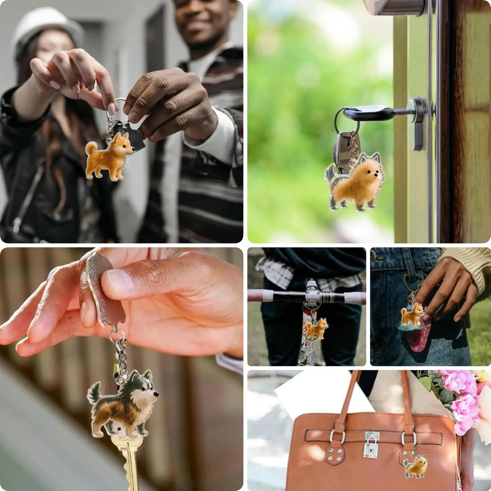 

Cartoon Dog Shape Dog Hair Storage Box Transparent Hair Grooming Pet Hair Keychain DIY Handmade Keyring Puppy Pendants Backpack