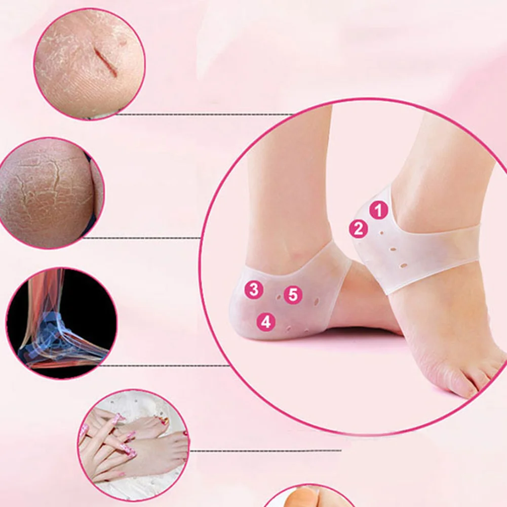 Mesh Gel Silicone Heel Socks Foot Cover Moisturizing Anti-wear Anti-dry Cracking Half Short Socks Heel Cover Pads Heel Protector