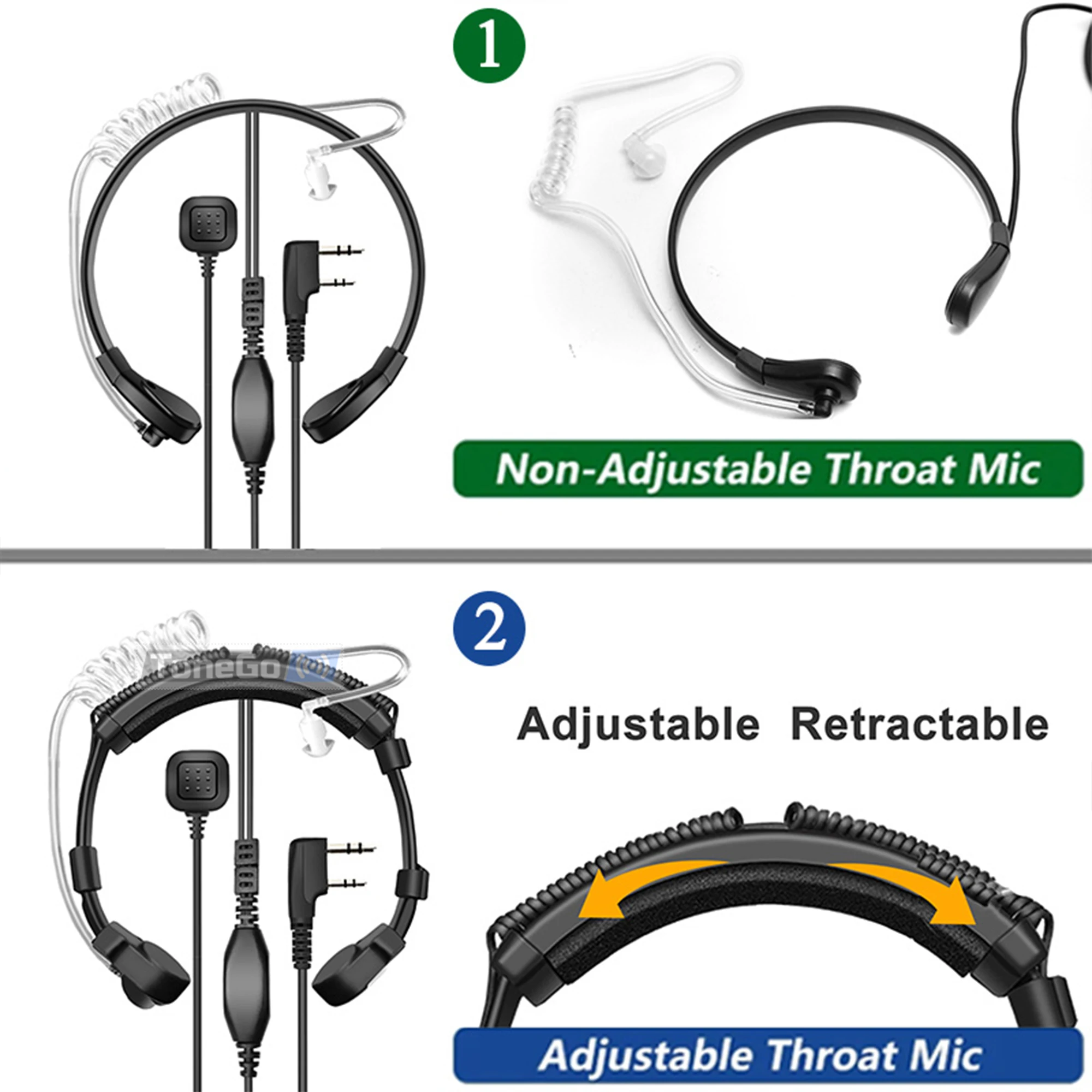1/2/5 قطعة الحلق Mic اسلكية تخاطب قابل للتعديل (الخيار) الصوتية سماعة أذن بأنبوب ل Baofeng DM-32 5R-Mini Retevis RT22 RT3S هام راديو
