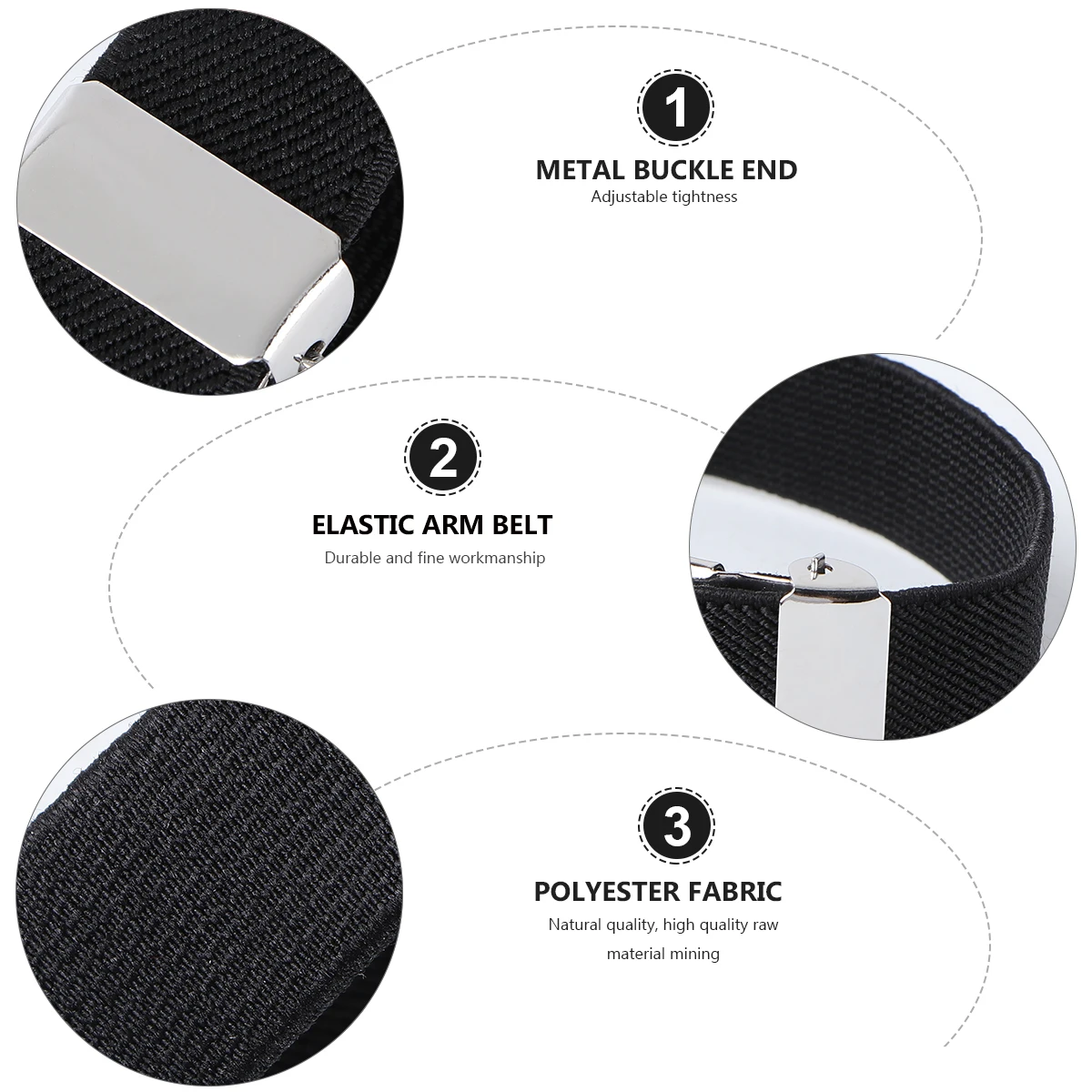 

Elastic Armlet Unisex Armband Polyester Silk Shirt Sleeve Ring Holding Long Sleeves Jackets Sweaters Stretchy Black Fits Most