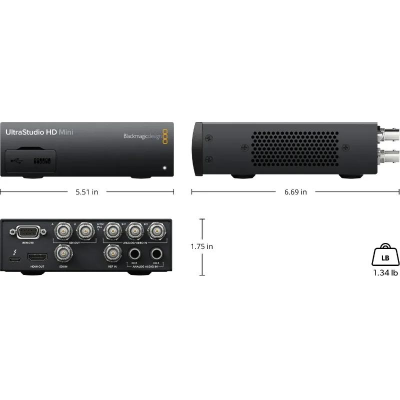 

Hot Sale Blackmagic Design UltraStudio HD Mini 3G-SDI Analog YUV NTSC/PAL Inputs Dual Link 3G-SDI Output Broadcast Video Capture