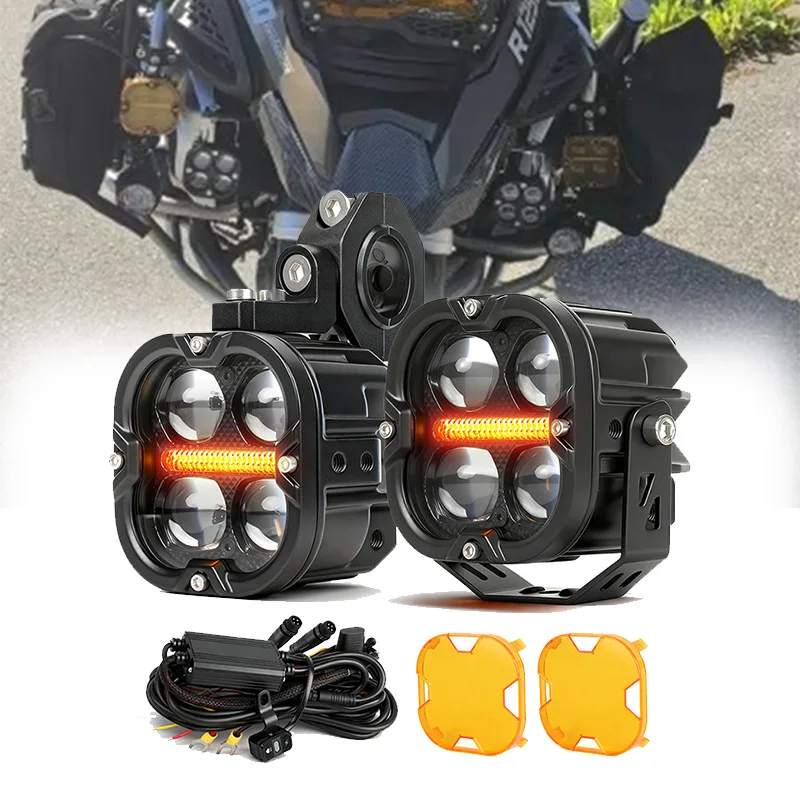 2026 New 3.5inch Motorbike Fog Lights With High Low Beam Amber DRL Auxilary Motorcycle External Spotlight For BMW F850 GS F900