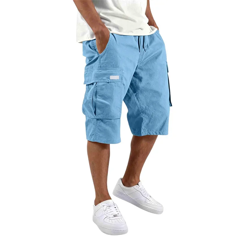 NEW men straight pants Casual multi-pocket Shorts Summer quick-drying Five-Inch Men's Shorts drawstring Sports cargo short pants