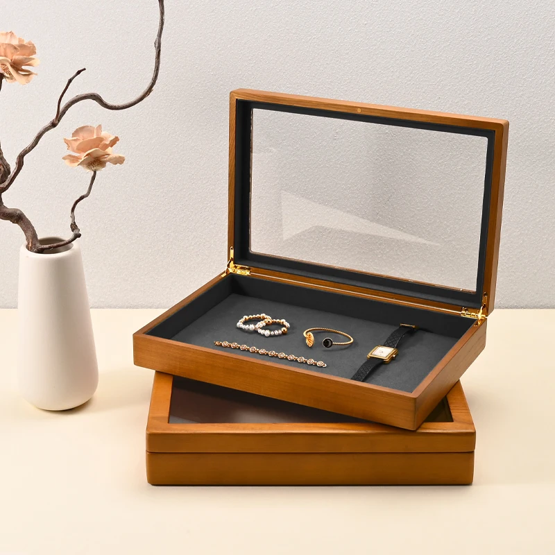 MISHITU Jewelry Organizer Box Wooden Watch Storage Ring Necklace Bracelet Organizer Case Jewelry Storage Box Earring Display Box