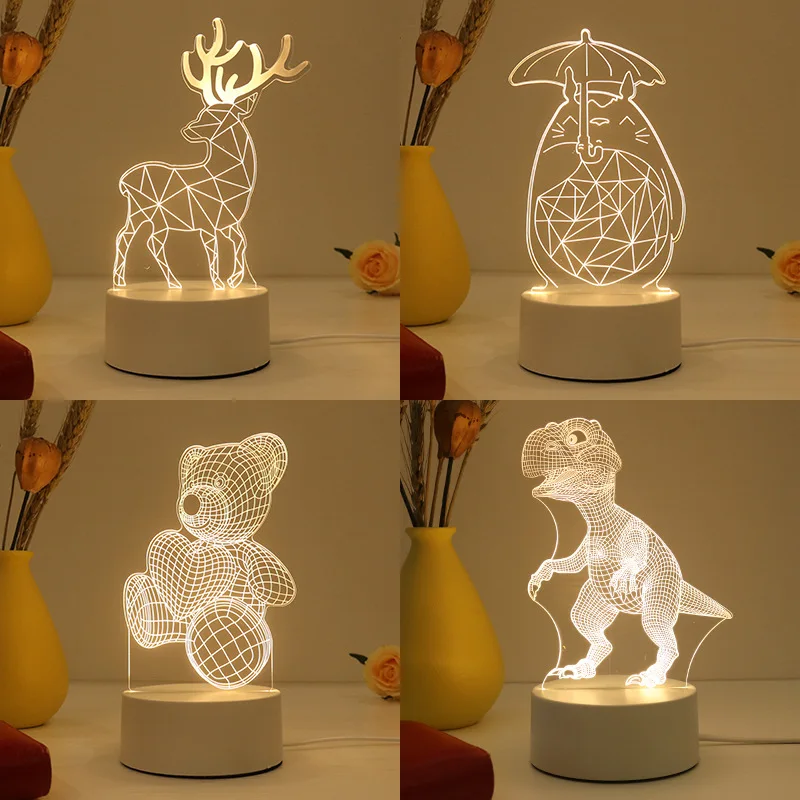 1pc Night Light Creative Acrylic Bedroom Bedside LED Table Lamp Holiday Event Gift System Gifts