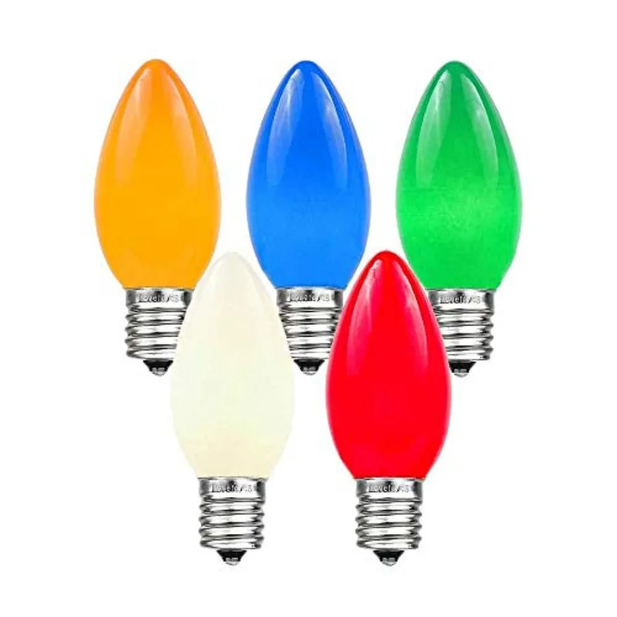 100 Feet C9 Multi Ceramic Christmas String Light Set - Outdoor Christmas Light String - Opaque Christmas Bulbs - Roofline Light