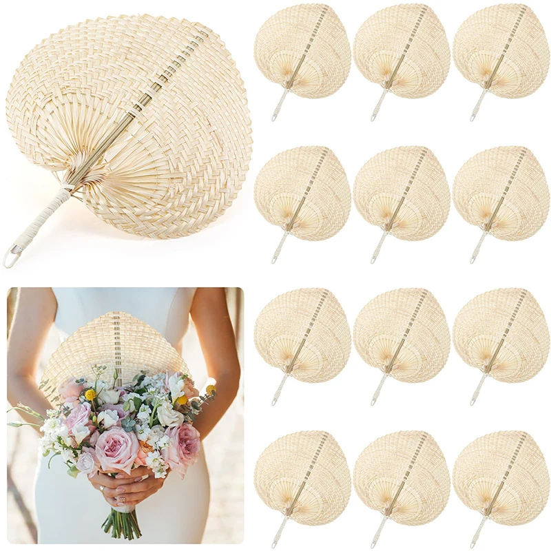 10-60Pcs Woven Bamboo Hand Fans Wedding Favors for Guests Boho Fan Wall Decoration Raffia Folding Hand Fans Abanicos De Mano