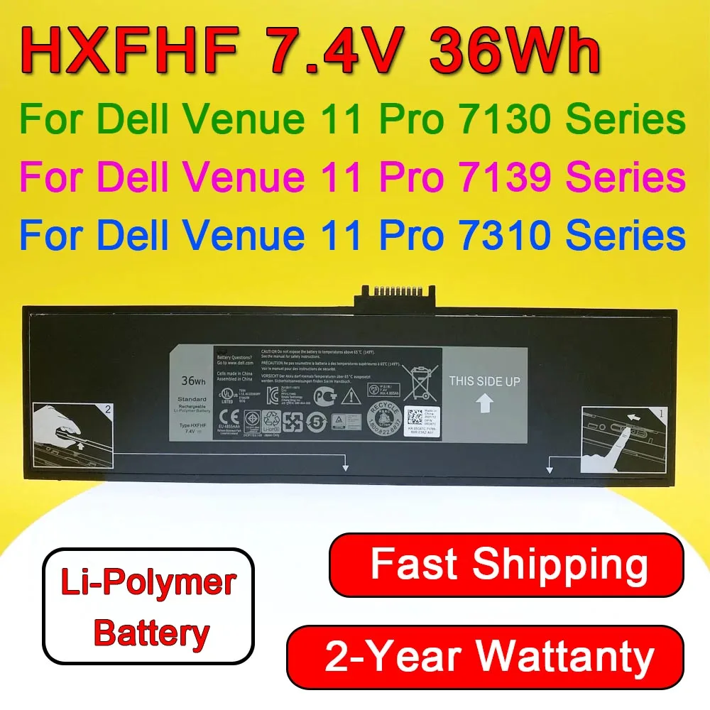 

7.4V 36Wh HXFHF Laptop Battery For Dell Venue 11 Pro 7130 7139 7310 Tablet PC VJF0X VT29R High Quality With Tracking Number