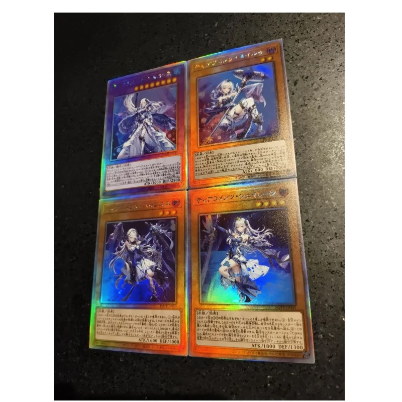 4Pcs/Set Yugioh Cards Tearlaments Merrli Scheiren Havnis Rulkallos Self Made Anime Game Characters Collection Color Flash Cards