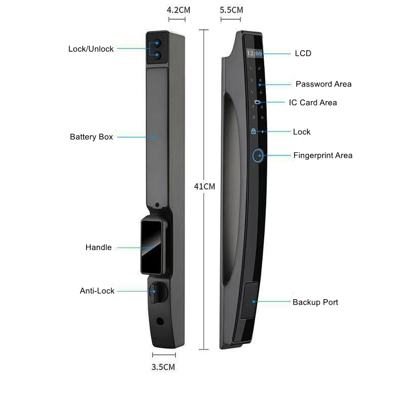 Imagem -06 - Tuya-impermeável Smart Digital Door Lock Impressão Digital Senha ic Card Unlock Vidro Deslizante Automático