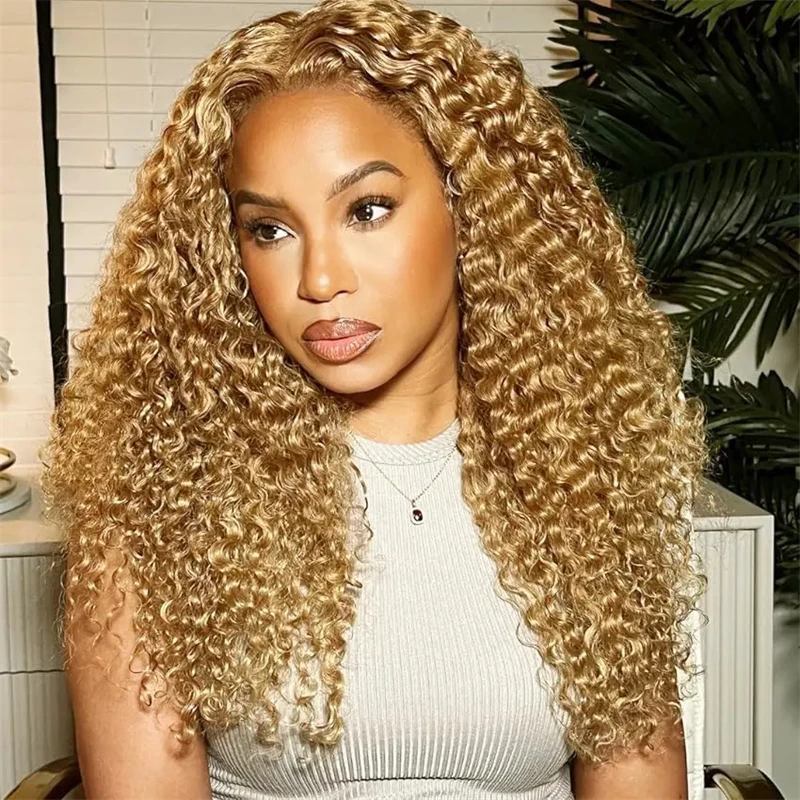 Honey  Blonde 13x4 HD Lace Front Human Hair Wigs For Women Brazilian Curly Wave 13x6 Full Lace Frontal Wigs 100% Human Hair