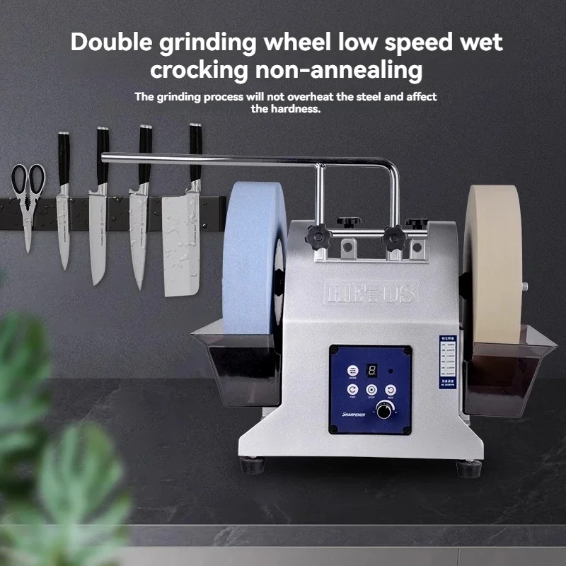 

Электрическая точилка для ножей H10X с двойным колесом, 600/1000 грит, для кухонных ножей, водяная точилка, шлифовальная машина (модель 2025 года)