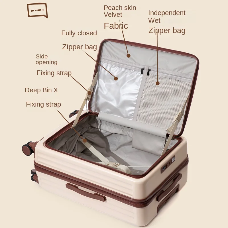 Conjunto de bagagem multifuncional de abertura lateral com mala de carrinho extensível Mala de grande capacidade de 26 polegadas e bagagem de cabine de 20 polegadas