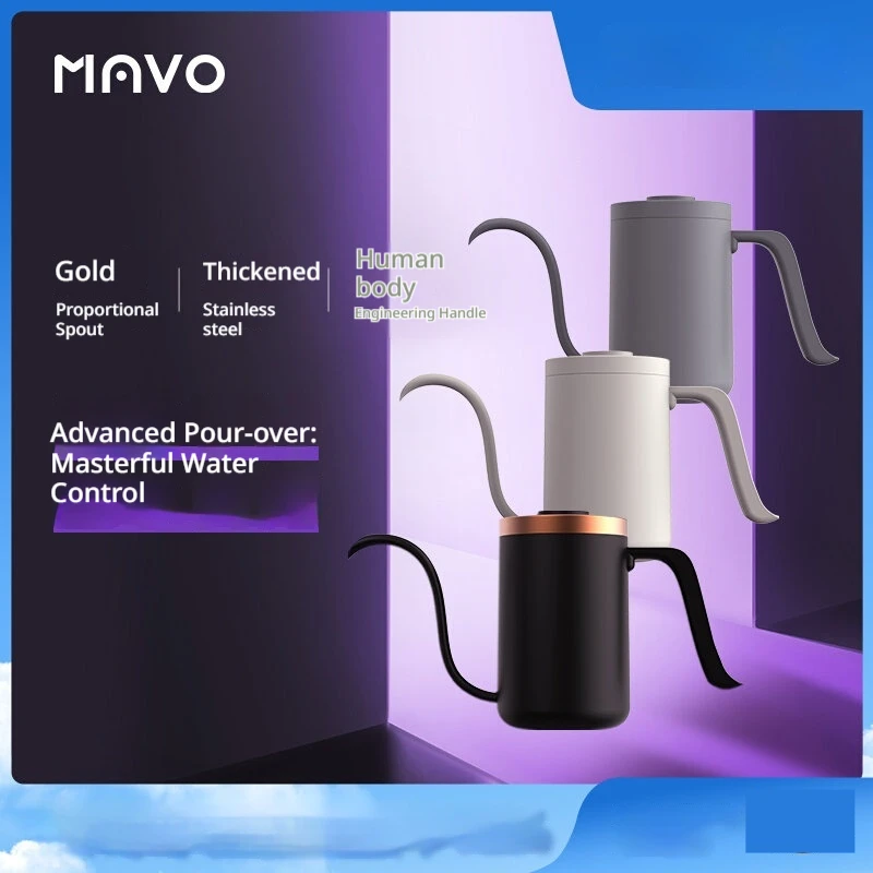 MAVO Pour Over Coffee Kettle Thickened Stainless Steel Long Narrow Gooseneck Spout Ergonomic Handle For Home Drip Coffee Brewing