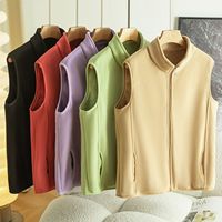Thickened Fleece Women's Vest 2025 Autumn Winter Versatile Warm Outerwear Fashionable Shoulder Coat V-neck Regular-length