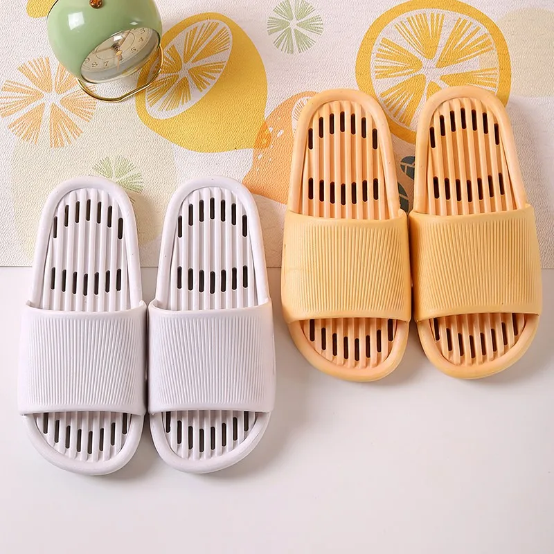 Men's Bathroom Bathing Drainage Hollow out Slippers Home Indoor Summer Anti-Slip Soft Bottom Couple Thick Bottom Summer Slippers