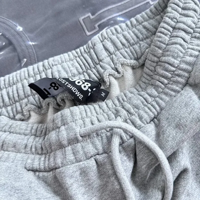 Washed Hole Damaged Lost Shdws Sweatpants Embroidery Floral Casual Pants Men Women Black Gray Loose Drawstring Jogger Trousers