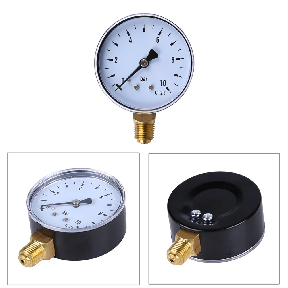 

Pressure Gauge 1/4" 0-10 Bar Npt Side Clear Number Marking Metal Case Mini Size For Air Water Oil Gas Non-Corrosive Brass