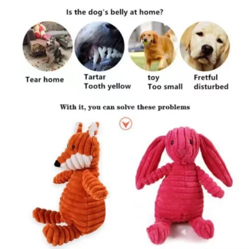 Corduroy Sounding Plush Toys Animal Plush Dog Squeaky Toy Puppy Chew Toys Bite Resistant Pet Toy for Dogs Squeaker