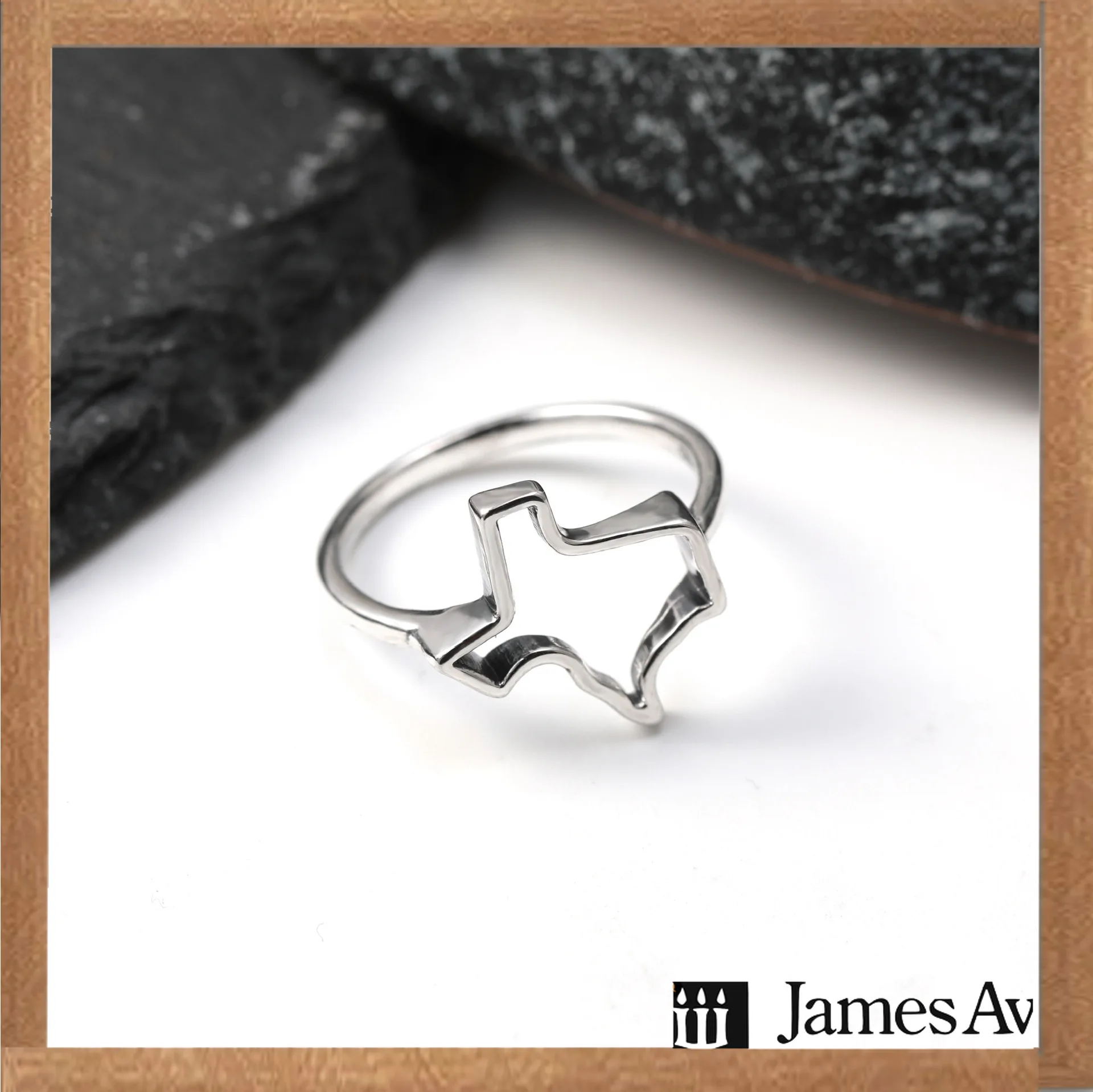 S925 Silver Hollow Texas State Outline Ring Open‑Work Lone Star State Finger Ring Minimalist Dainty Jewelry Gift for Women