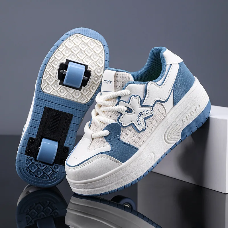 Kids Runaway Shoes Boys Girls Adults Runaway Double Wheeled Flying Shoes Wheeled Schoolgirl Roller