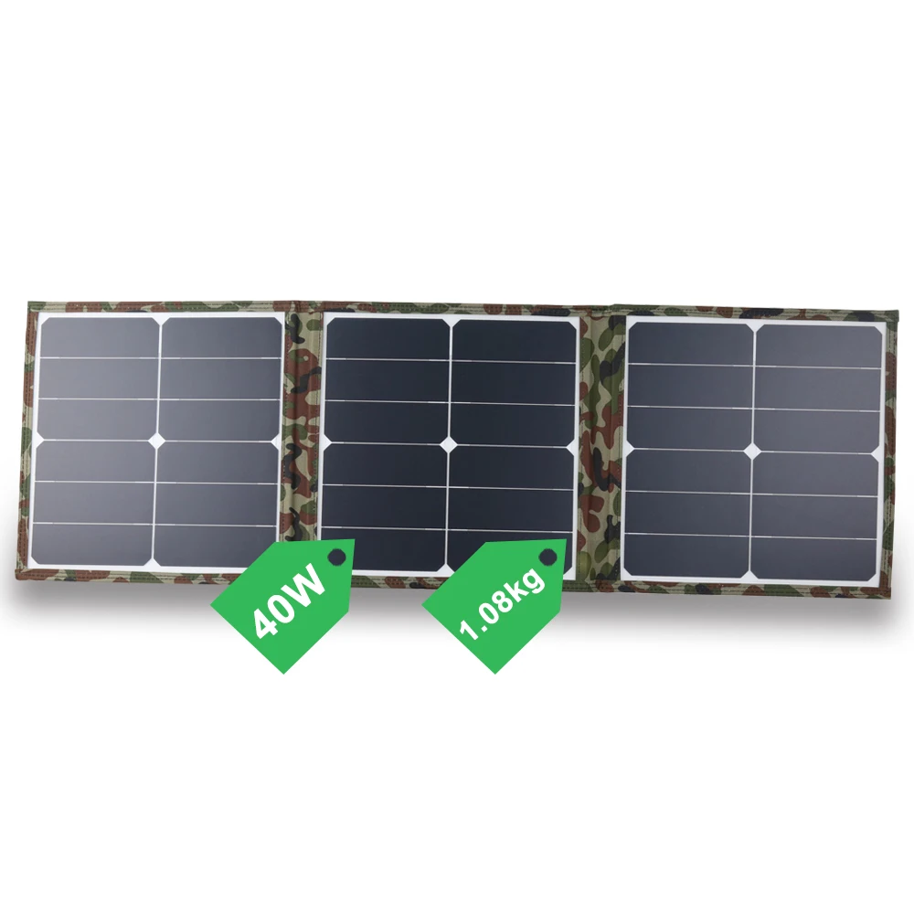 

Sunpower 40W Portable Solar Panel Monocrystalline Foldable Solar Charger for Cell Phone with Fast charging QC3.0 Type C