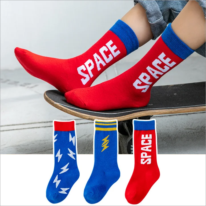 3 Pairs Kids' Socks Set - Spring Autumn Comfortable Breathable with Cool Fashion Design Zipper & Spider-Man