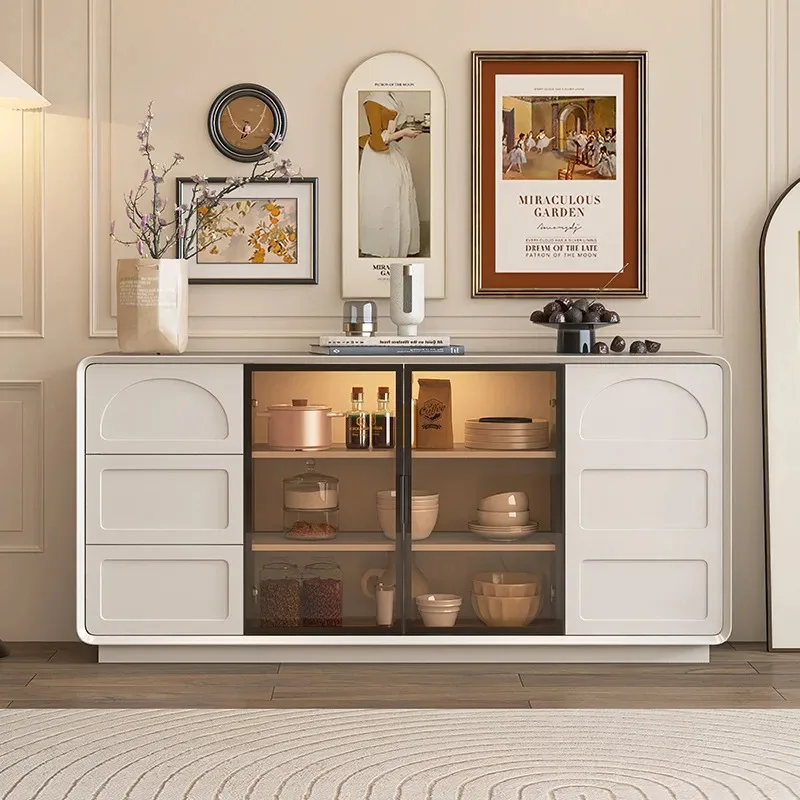d9 paint dining side cabinet all solid wood French integrated wall storage cabinet narrow side living room storage low cabinet