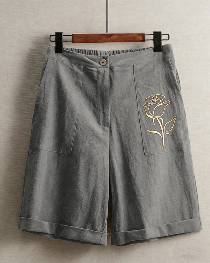 Summer Women's Thin Wide Leg Fashionable Casual Straight High Waist Women's Pants Linen Button Zipper Pants