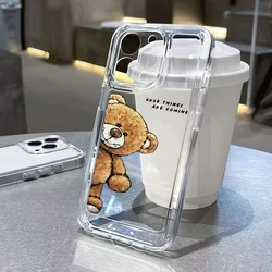Alphabet Bear Soft Silicone Phone Case For Xiaomi Redmi Note 14 13 12 Pro Plus 5G 12S 11S 11 10 Redmi 12 13 13C 14C Clear Cover