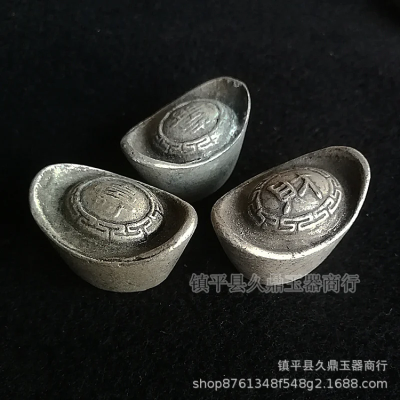 

White Copper Cast Antique Silver Ingot Daqing Warehouse Silver Ingot Sycee Wholesale Antique Distressed Small Size Silver Ingot