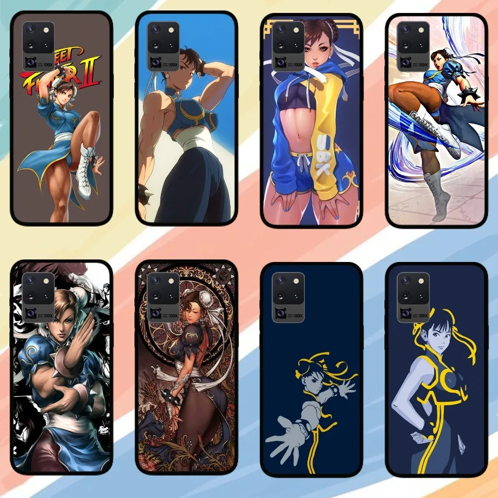 Chun-Li Game-Street-Fighters Phone Case For Samsung Galaxy S24 S23 S22 S21 S20 FE Note 20 Ultra 5G Black Phone Case