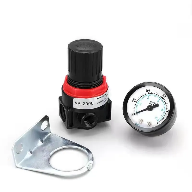AR2000 G1/4'' Pneumatic Mini Air Pressure Relief Control Compressor Regulator Treatment Units Valve with Gauge 4MM-16MM Fitting