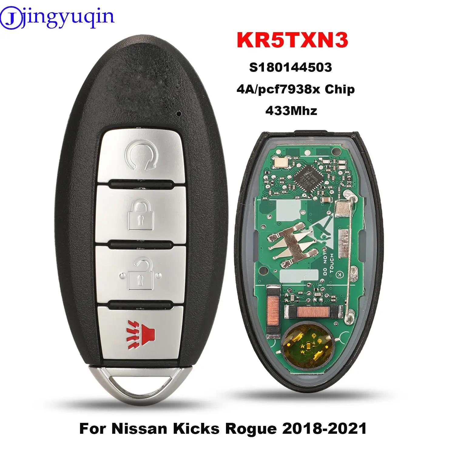 

jingyuqin KR5TXN3 S 180144503 Умный ключ от автомобиля для Nissan Kicks Rogue 2018-2021 433 МГц 4A/pcf7938x чип 4BTN без ключа