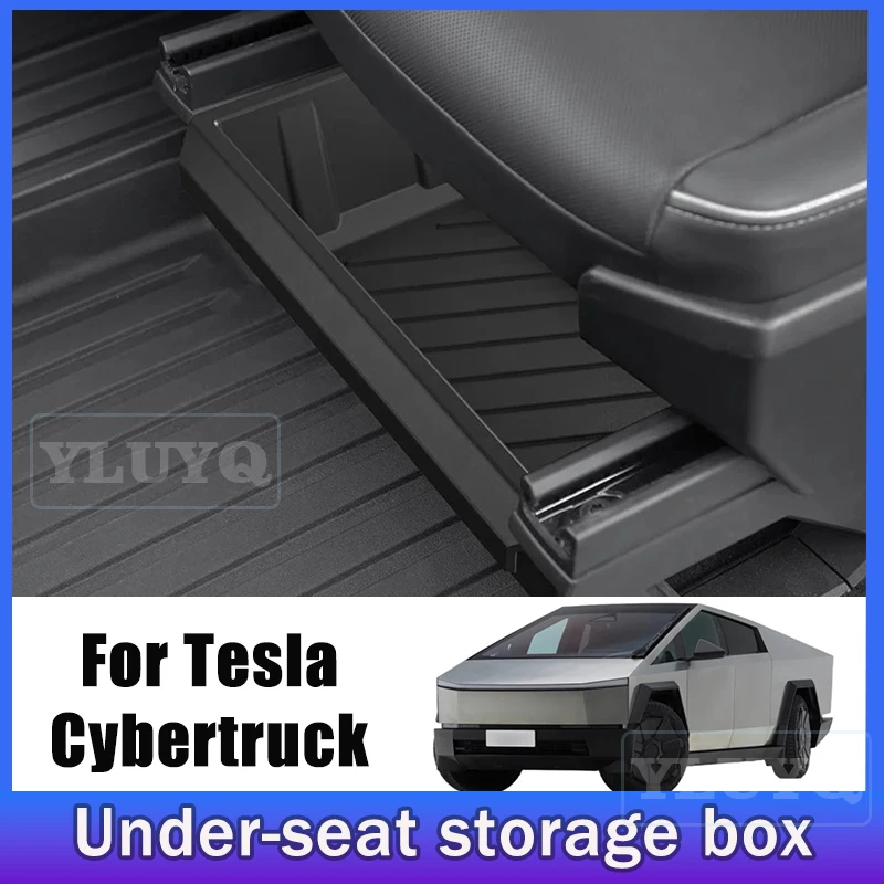 

For 2025 Tesla Cybertruck Under-Seat Storage Box TPE Rear Seat Organizer Multi-Functional Car Interior Accessories