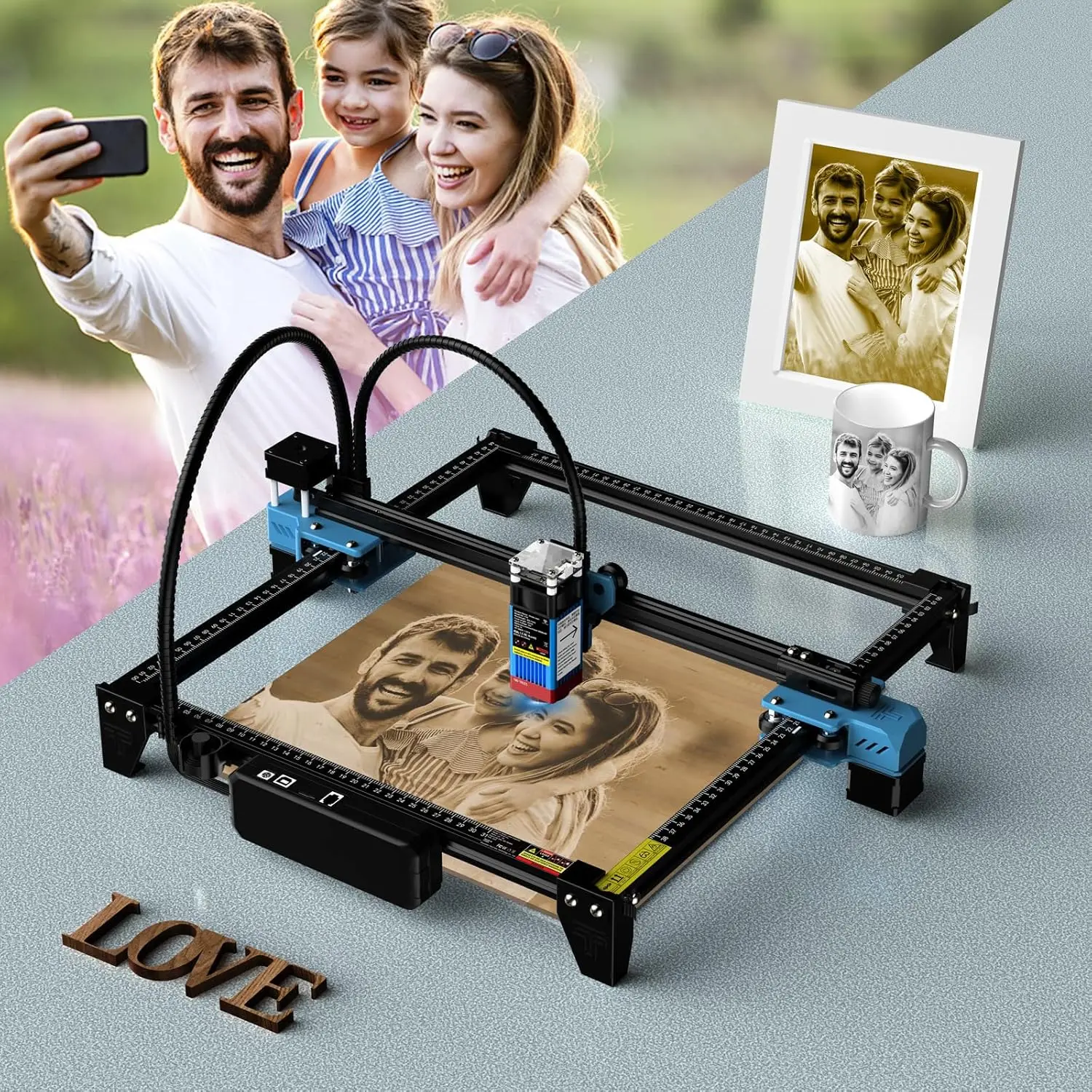 Twotrees TTS55 Pro Laser Engraver 40W Laser Engraving Machine 32 Bit Motherboard, for Cut Plywood Wood Engrave Aluminum,