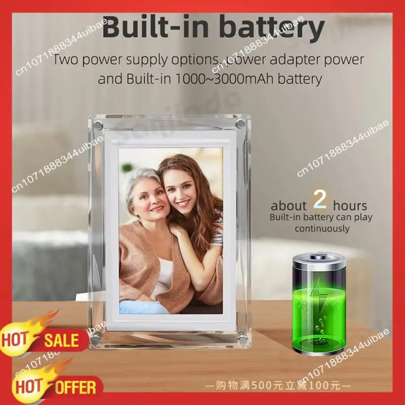 B47C IPS กรอบรูปดิจิตอลพร้อม Music-Sync LED Ambient Light หมุนอัตโนมัติ 4GB/เล่นภาพ US Plug