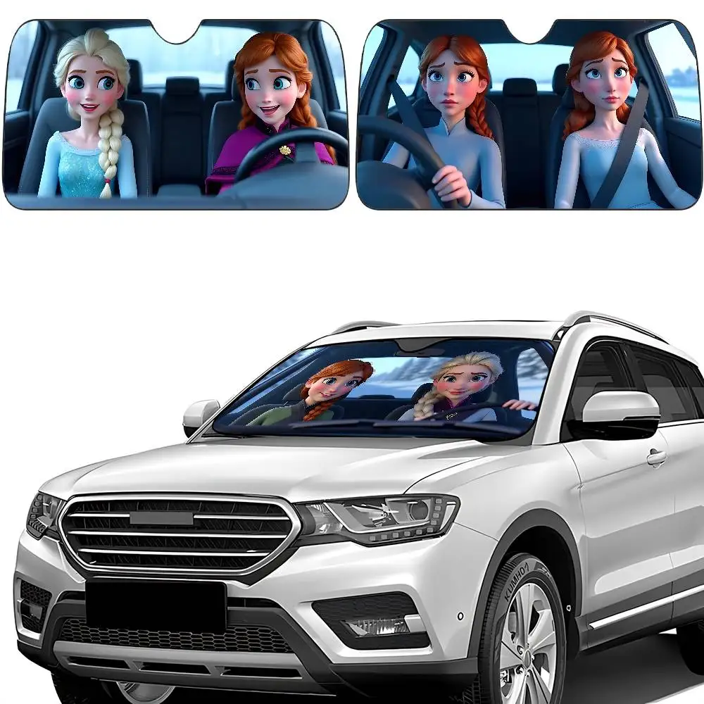 

Cool E-Elsa Car Sunshade Curtains Windscreen Front Window Visor 70x130cm Sun Visor Solar Protect Plaid Gift Novelty Car
