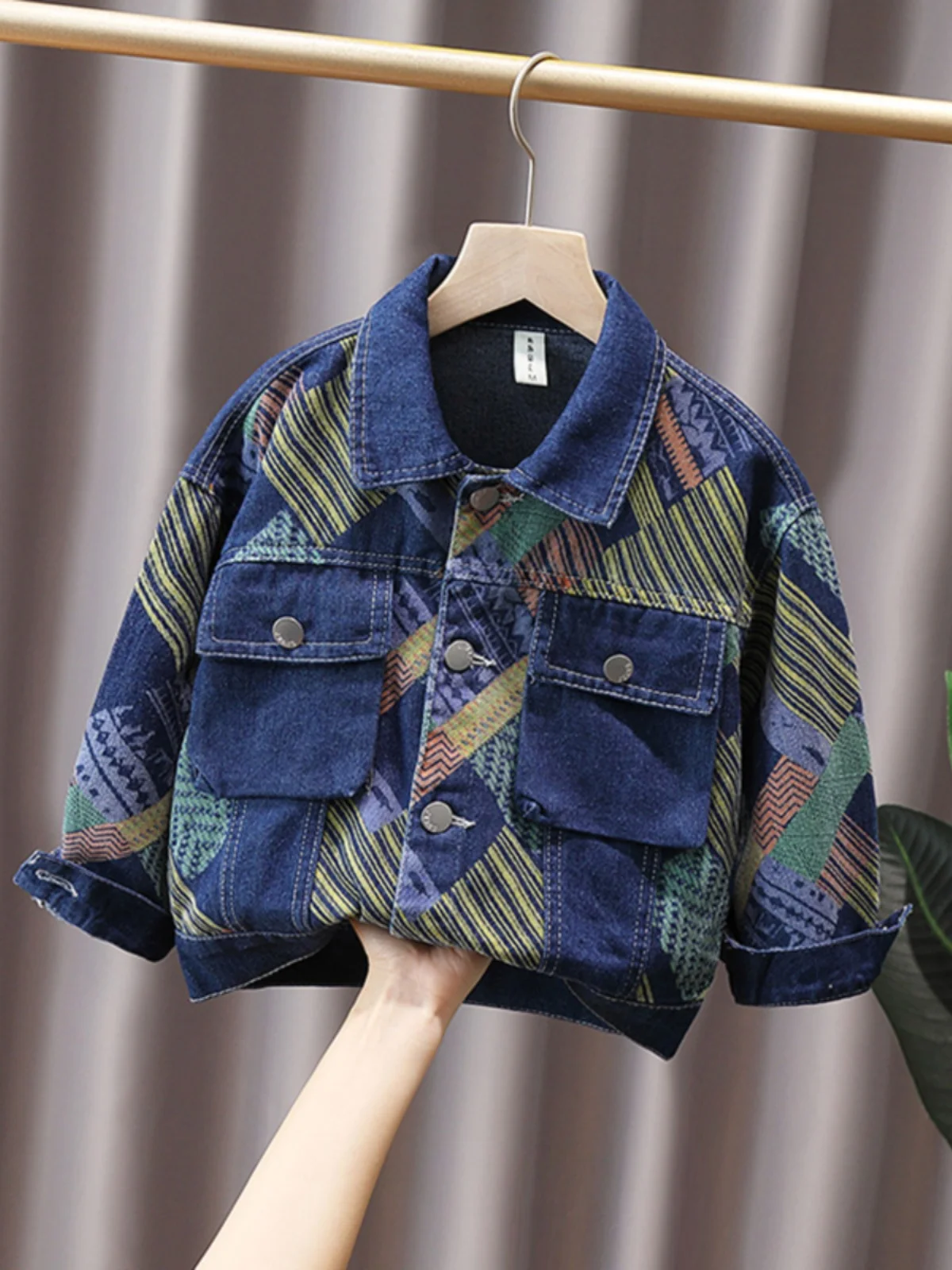 Chaqueta vaquera de primavera y otoño para niños, ropa exterior informal para niños, marca Boster  de doble línea, ropa in...