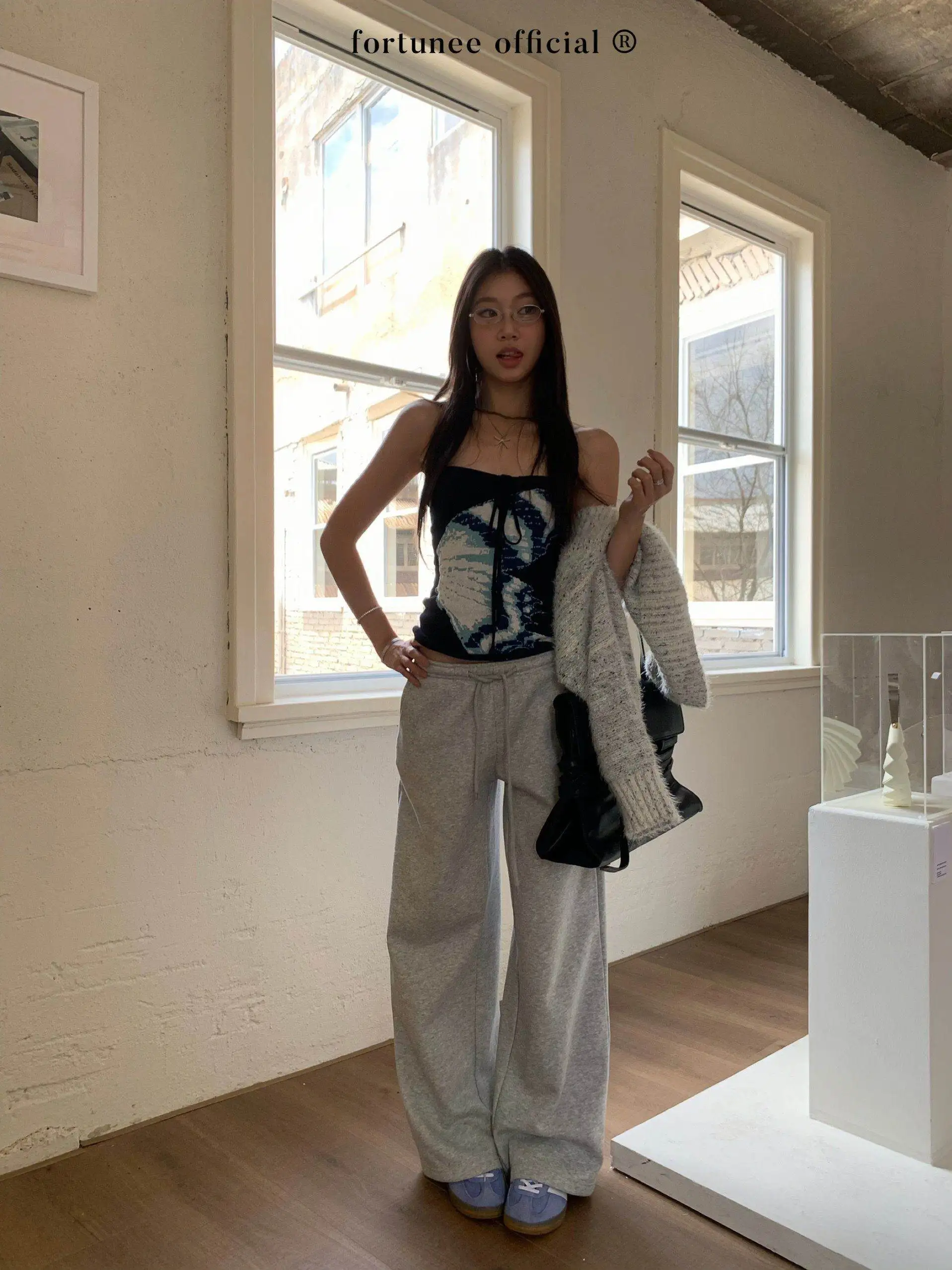 

Женские повседневные брюки Fortunee2025 осень-зима с флисовой подкладкой, прямые, с эластичным поясом на шнурке, широкие, свободного кроя, универсальные