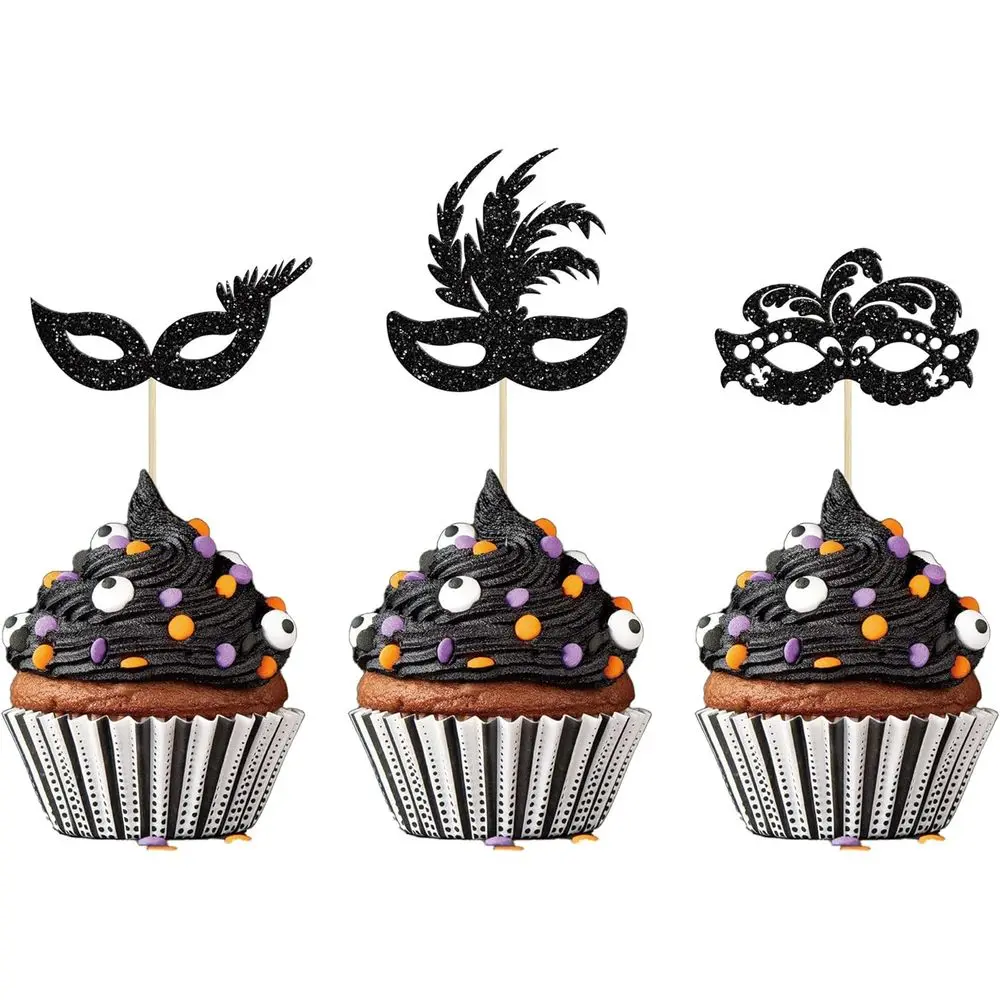 

24 шт., маскарадные маски, топперы для кексов, блестящая маска для девичника, кекс, еда, выбор фруктов, маскарад, Марди Гра, вечеринка для малышей