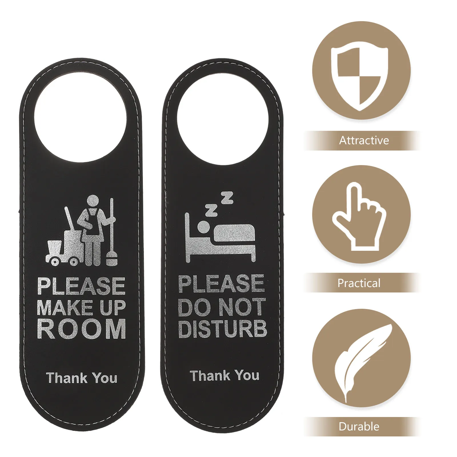 4Pcs Door Handle Hanger Do Not Disturb Sign Double Sided PU Material Gentle Comfortable Compact Portable for Hotel Room