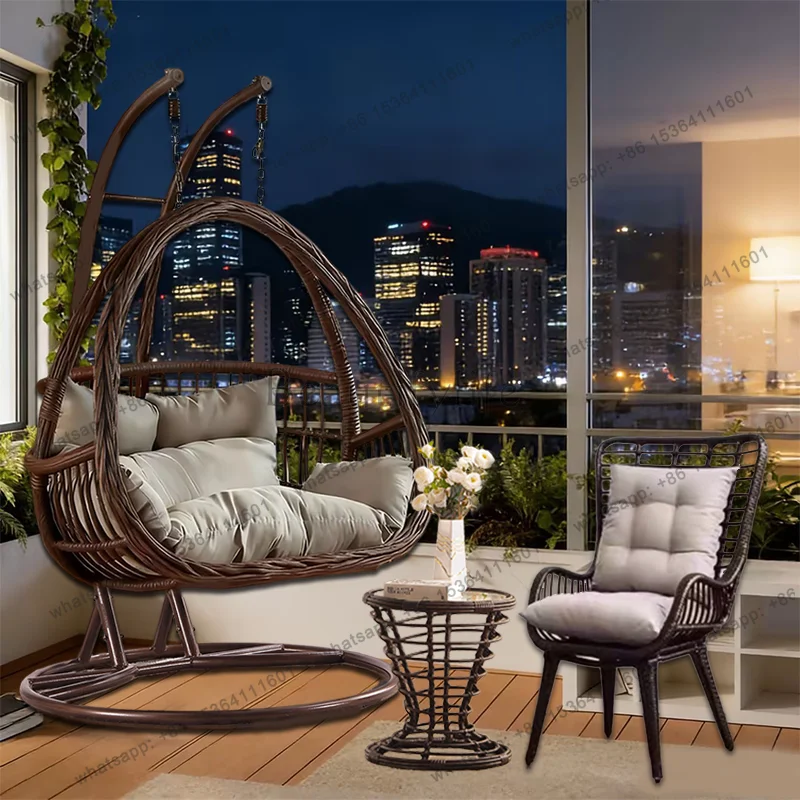 Hanging basket rattan chair lazy balcony swing cradle courtyard double hanging chair indoor
