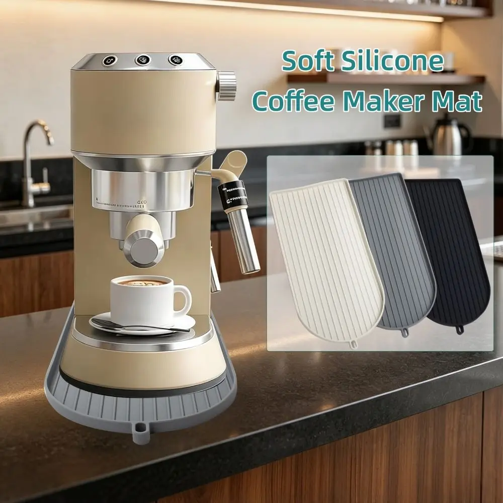 Silicone Coffee Machine Mat Raised Lip Edge Heat Resistant Kitchen Counter Protector Easy Clean Non-Slip Espresso Maker Mat
